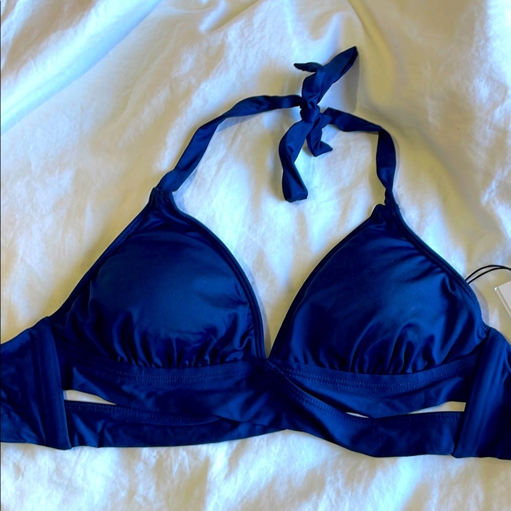Navy Blue Halter Bikini Top